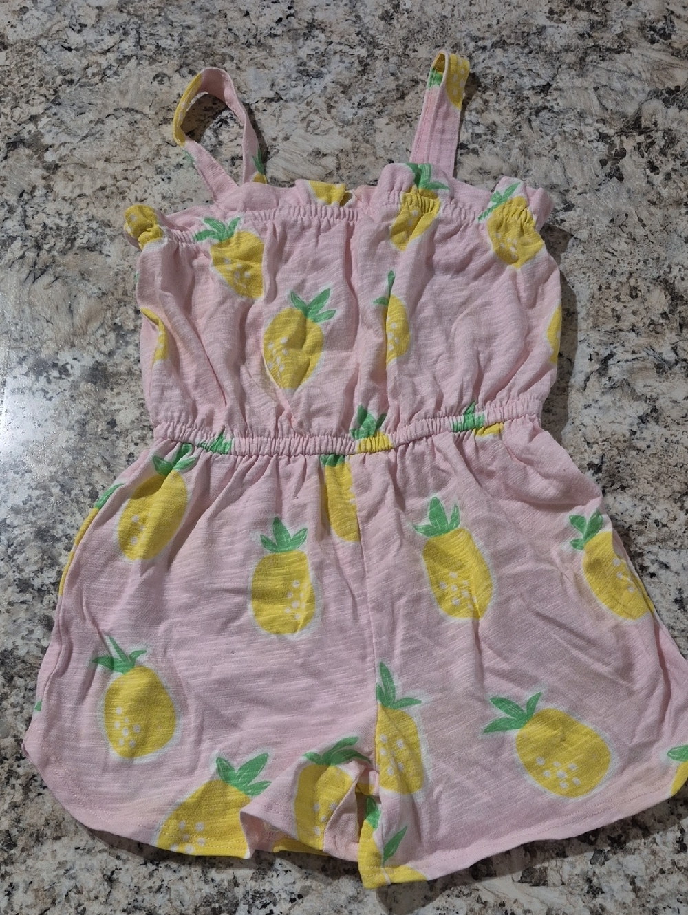 Girls Pineapple Print Pink Romper